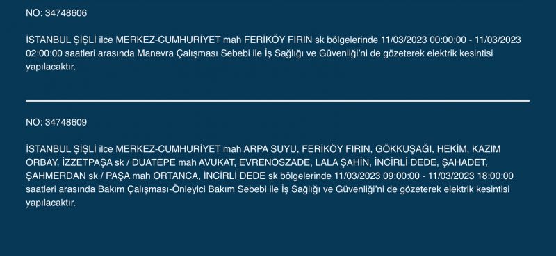 İstanbul’da elektrikler kesilecek! 11 Mart Cumartesi gününe dikkat!