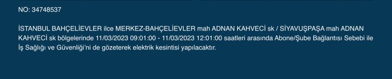 İstanbul’da elektrikler kesilecek! 11 Mart Cumartesi gününe dikkat!