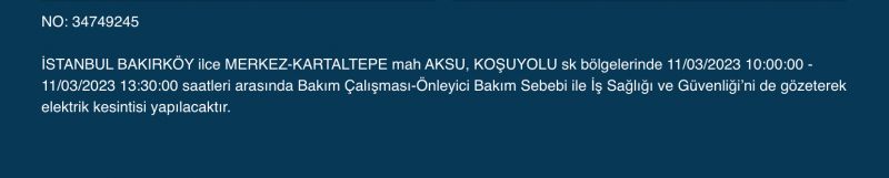 İstanbul’da elektrikler kesilecek! 11 Mart Cumartesi gününe dikkat!