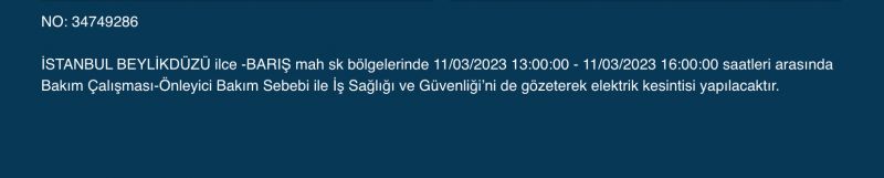İstanbul’da elektrikler kesilecek! 11 Mart Cumartesi gününe dikkat!