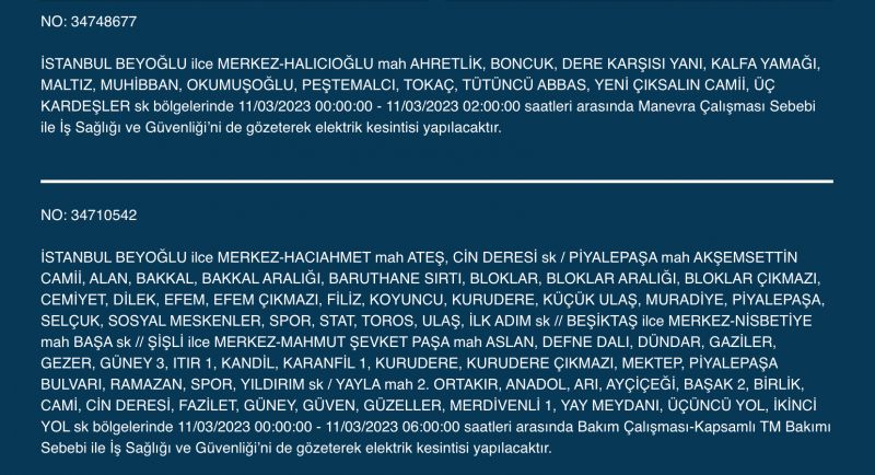 İstanbul’da elektrikler kesilecek! 11 Mart Cumartesi gününe dikkat!