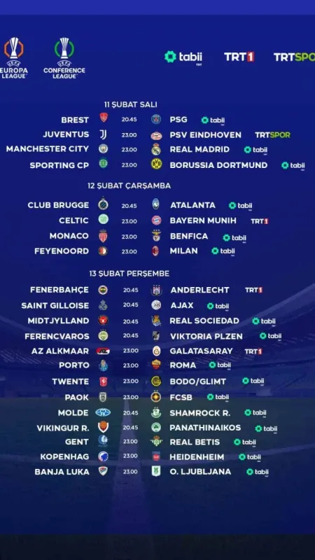 TRT’de 3 günde 21 UEFA maçı canlı yayınlanacak TRT’de 3 günde 21 UEFA maçı canlı yayınlanacak