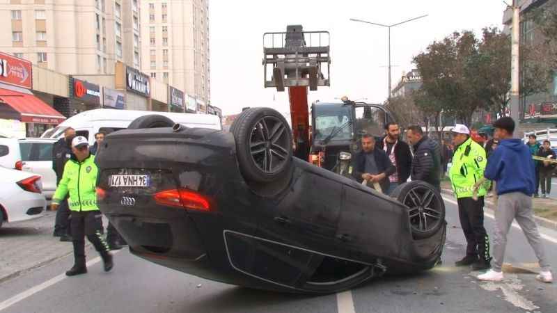 Polisten kaçan araç takla atarak ters döndü