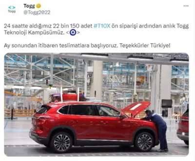 Togg'a rekor başvuru! Bir günde 22 bin sipariş